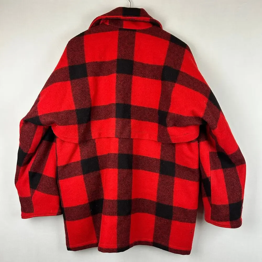 Eddie Bauer Mackinaw Red Goose Down Puffer Wool Jacket 70s Measures Men's Size L